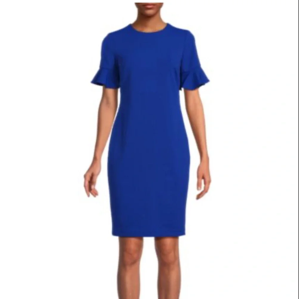 Calvin Klein Blue Midi Dress with Elegant Design - Picture 1 of 5